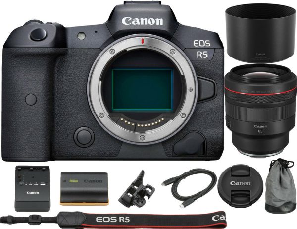 Canon EOS R5 Mirrorless Digital Camera with Canon RF 85mm f 1.2L USM Lens For Sale