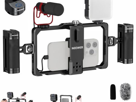 NEEWER PA009E Universal Phone Cage Kit with Bluetooth Grips RGB Light Mic on Sale