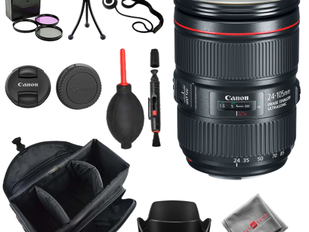 Canon EF 24-105mm f 4L IS II USM Lens + Bag Cleaner 3pc Filter Kit Table Tripod For Sale