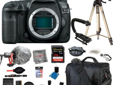 Canon EOS 5D Mark IV Camera Body Pro Bundle 128GB Mic Tripod Bag Kit on Sale