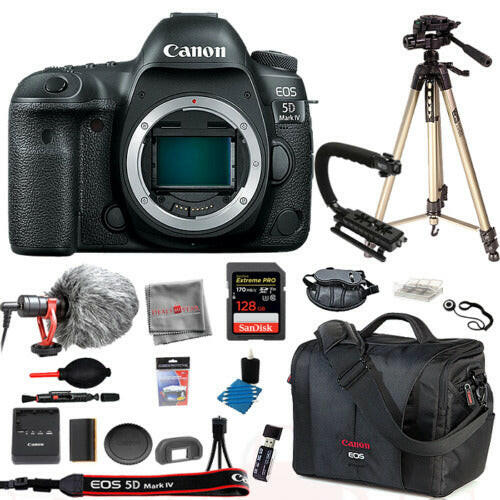 Canon EOS 5D Mark IV Camera Body Pro Bundle 128GB Mic Tripod Bag Kit on Sale