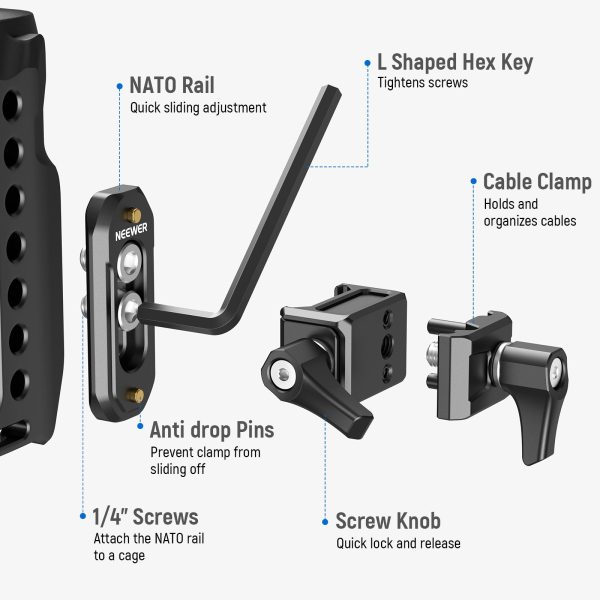 NEEWER UA025 Cable Anchor with NATO Clamp & NATO Rail Discount