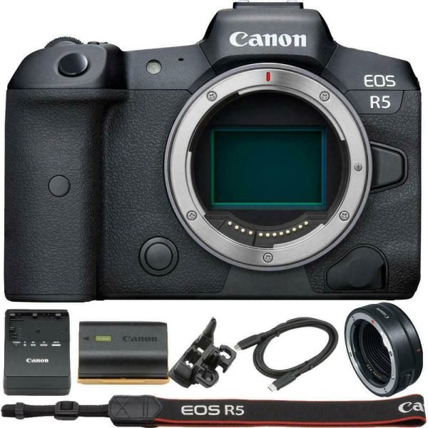 Canon EOS R5 Mirrorless Digital Camera with Canon Mount Adapter EF-EOS R For Discount