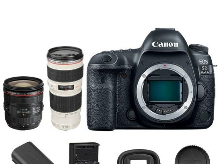 Canon 5D Mark IV DSLR Camera with 24-70mm f 4L IS USM + 70-200mm f 4L II EF IS USM Online now