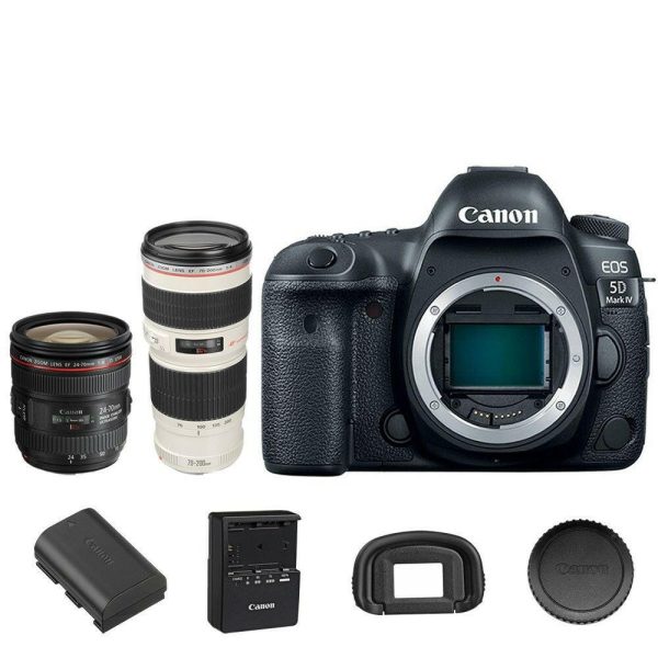 Canon 5D Mark IV DSLR Camera with 24-70mm f 4L IS USM + 70-200mm f 4L II EF IS USM Online now