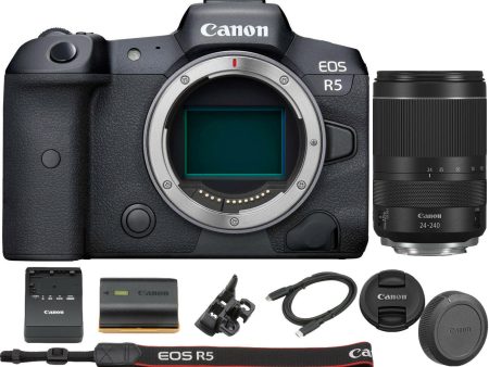 Canon EOS R5 Mirrorless Digital Camera with Canon RF 24-240mm f 4-6.3 IS USM Lens Online now