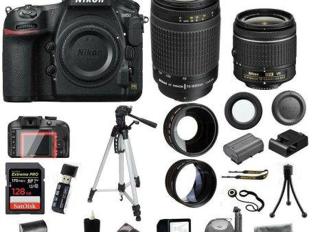 Nikon D850 DSLR Camera + 4 Lens Kit: 18-55mm VR + 70-300 mm + 128GB Kit Supply