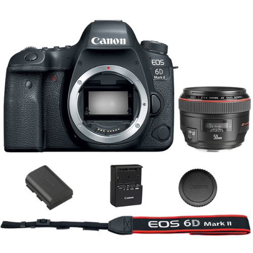 Canon EOS 6D Mark II DSLR Camera Body with EF 50mm f 1.2L USM Lens Supply