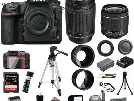 Nikon D850 DSLR Camera + 4 Lens Kit: 18-55mm VR + 70-300 mm + 64GB Kit Cheap