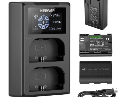 NEEWER 2-Pack LP-E6NH R6 II 2250mAh Canon Replacement Batteries Charger Set on Sale