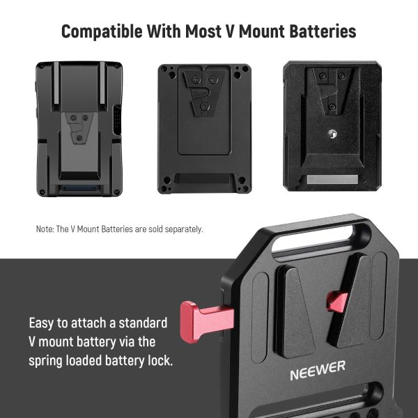 NEEWER V-Mount 1 4  & 3 8  Threads Battery Plate for ST-43 Supply