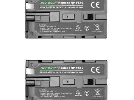 NEEWER 2-Pack 2600mAh Replacement Battery For Sony NP-F550 570 530 Supply