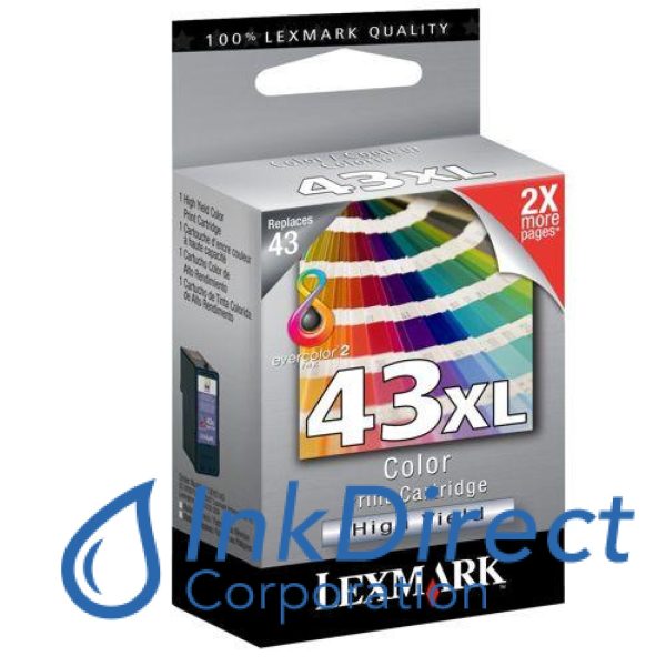 Genuine Lexmark 18Y0143 18Y0343  Lex 43XL Ink Jet Cartridge Color For Sale